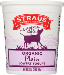 STRAUS: Organic Low Fat Plain European Style Yogurt, 32 oz