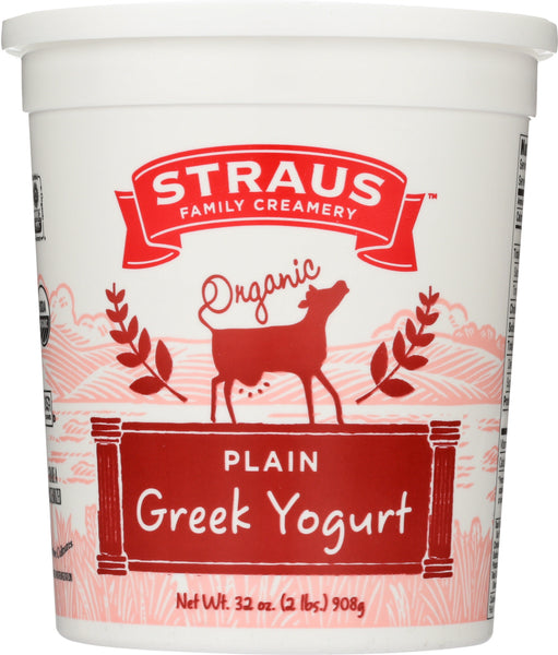 STRAUS: Organic Plain Whole Greek Yogurt, 32 oz