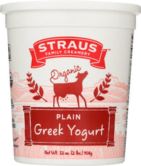 STRAUS: Organic Plain Whole Greek Yogurt, 32 oz