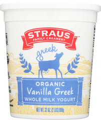 STRAUS: Organic Whole Milk Greek Vanilla Yogurt, 32 oz