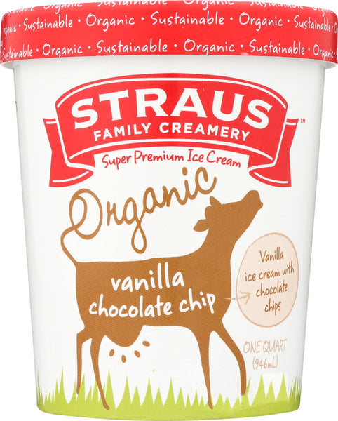 STRAUS: Vanilla Chocolate Chip Ice Cream, 32 oz