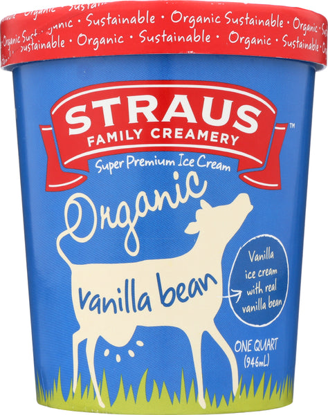 STRAUS: Organic Vanilla Bean Ice Cream, 1 quart