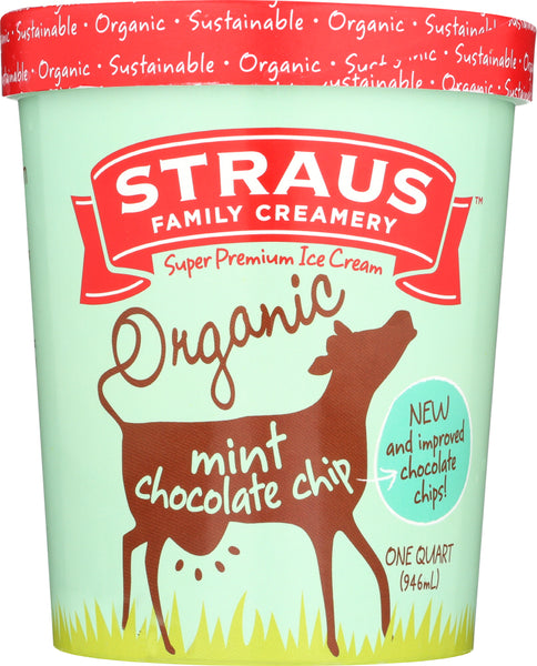 STRAUS: Ice Cream Mint Chocolate Chip, 1 quart