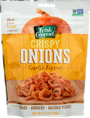 FRESH GOURMET: Crispy Onions Garlic Pepper, 3.5 Oz