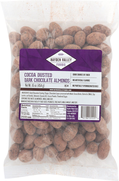 TROPICAL: Cocoa Dusted Dark Chocolate Almonds, 16 oz