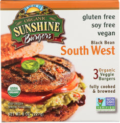 SUNSHINE BURGER: Organic Black Bean Southwest Veggie Burger, 8 oz