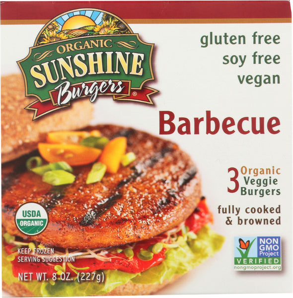 SUNSHINE BURGER: Organic Barbecue Veggie Burger, 8 oz