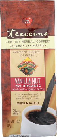 TEECCINO: Mediterranean Herbal Coffee Medium Roast Caffeine Free Vanilla Nut, 11 oz