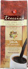 TEECCINO: Herbal Coffee Mediterranean Java Medium Roast Caffeine-Free, 11 oz