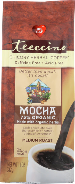 TEECCINO: Herbal Coffee Mediterranean Mocha Medium Roast Caffeine-Free, 11 oz