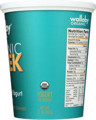 WALLABY ORGANIC: Greek Whole Milk Yogurt Plain, 32 oz