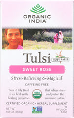 ORGANIC INDIA: Tea Tulsi Sweet Rose, 18 bg