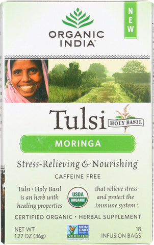 ORGANIC INDIA: Tea Tulsi Moringa, 18 bg
