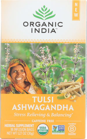 ORGANIC INDIA: Tulsi Ashwagandha Tea, 18 bg