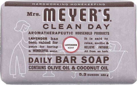 MRS MEYERS CLEAN DAY: Daily Bar Soap Lavender Scent, 5.3 oz