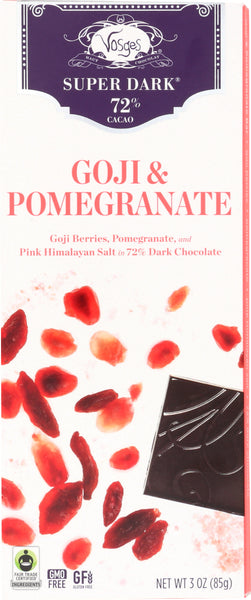 VOSGES HAUT: Goji & Pomegranate Dark Chocolate Bar, 3 oz