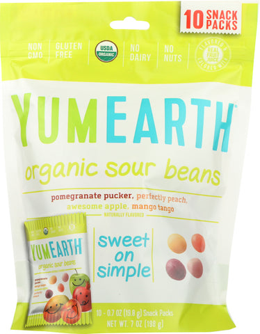 YUMEARTH: Sour Beans 10 Snack Packs, 7 oz