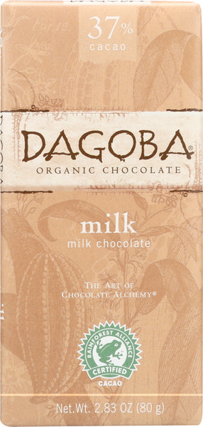 DAGOBA: Organic Chocolate Milk Chocolate Bar, 2.83 oz