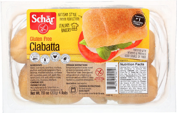 SCHAR: Gluten Free Ciabatta Parbaked Rolls, 7 oz