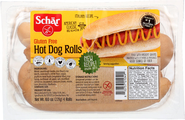 SCHAR: Gluten Free Hot Dog Rolls, 8 oz