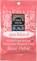 ONE WITH NATURE: 100% Pure Active Dead Sea Minerals Salts Spa Blend Rose Petal, 2.5 oz