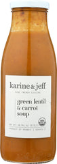 KARINE & JEFF: Soup Green Lentils Carrot, 16.9 oz