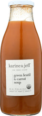 KARINE & JEFF: Soup Green Lentils Carrot Organic, 33.8 oz