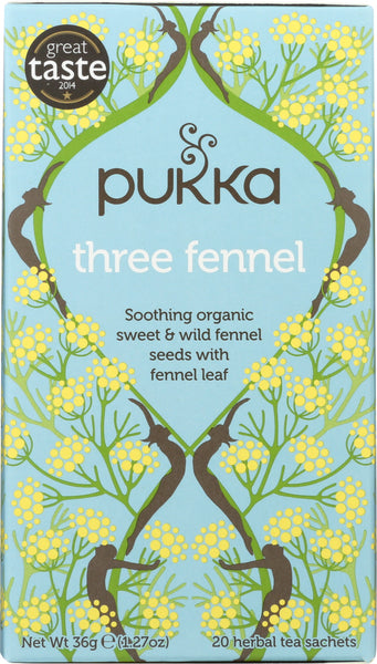 PUKKA HERBS: Three Fennel Herbal Tea, 20 bg