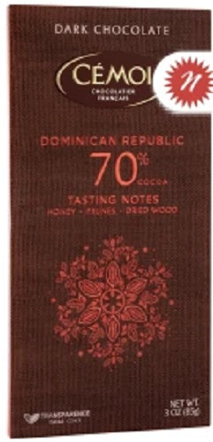 CEMOI: Dark Chocolate Bar Dominican Republic 70% Cocoa, 3 oz