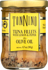 TONNINO: Tuna Fillets with Lemon & Peppers in Olive Oil, 6.7 oz