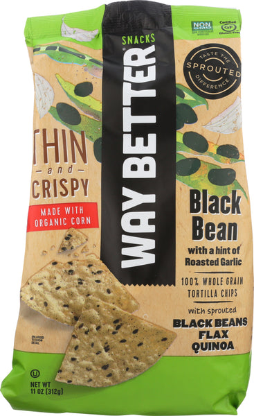 WAY BETTER SNACKS: Thin & Crispy Black Bean Roasted Garlic, 11 oz