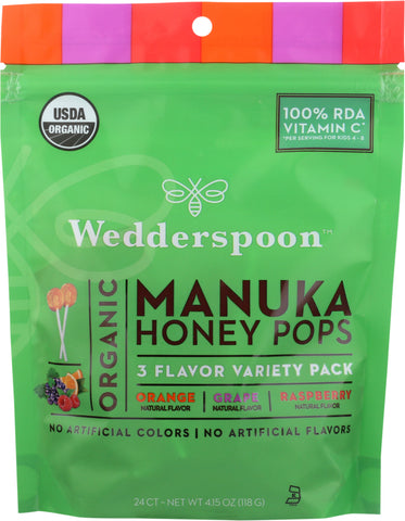 WEDDERSPOON: Organic Manuka Honey Pops For Kids Variety, 4 oz