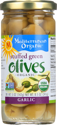 MEDITERRANEAN ORGANICS: Stuffed Green Olives Garlic Organic, 9 oz