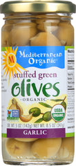 MEDITERRANEAN ORGANICS: Stuffed Green Olives Garlic Organic, 9 oz