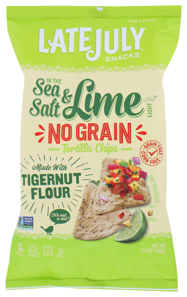 LATE JULY SNACKS: Sea Salt and Lime No Grain Tortilla Chips, 5.50 oz