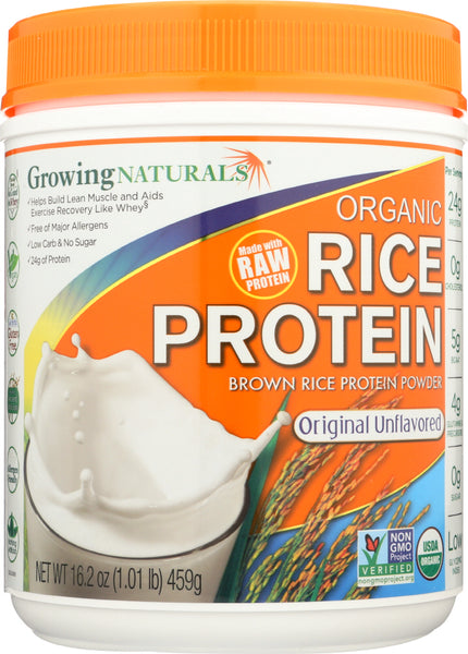 GROWING NATURALS: Organic Raw Rice Protein Original, 16.2 oz