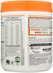 GROWING NATURALS: Organic Raw Rice Protein Chocolate Power, 16.8 oz
