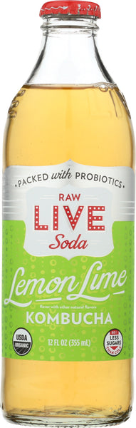 LIVE SODA: Lemon Lime Kombucha, 12 oz