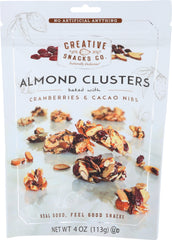 CREATIVE SNACKS: Almond Cluster Nuts Cranberry And Cacao, 4 oz