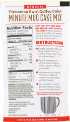 FOODSTIRS: Organic Minute Mug Cake Mix Cinnamon Swirl Coffee Cake, 2.54 oz