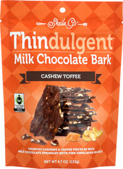 SHEILA GS: Thindulgent Milk Chocolate Bark Cashew Toffee, 4.7 oz