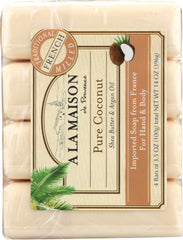 A LA MAISON: Pure Coconut Bar Soap 4 Bars Value Pack, 14 oz