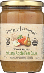 NATURAL NECTAR: Biodynamic Pear Apple Sauce,  22 oz