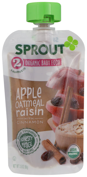 SPROUT: Apple Oatmeal Raisin with Cinnamon Baby Food, 3.5 oz