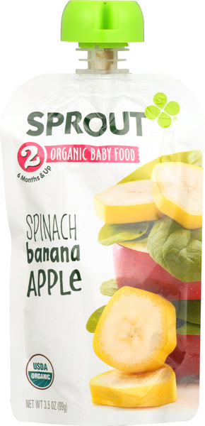 SPROUT: Baby Food Spinach Banana Apple, 3.5 oz