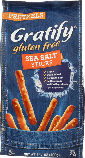 GRATIFY: Gluten Free Pretzels Sea Salt Sticks, 14.1 oz