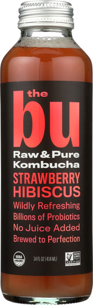 THE BU: Strawberry Hibiscus Raw and Pure Kombucha, 14 oz