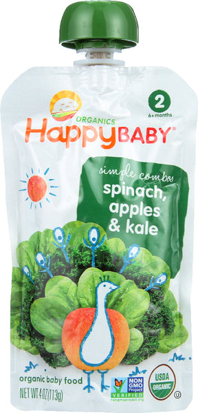 HAPPY BABY: Simple Combos Apples, Spinach & Kale 4 OZ