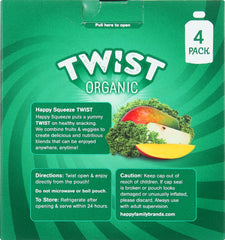 HAPPY KID: Twist Organic Apple Kale and Mango 4 Packs, 12.68 oz
