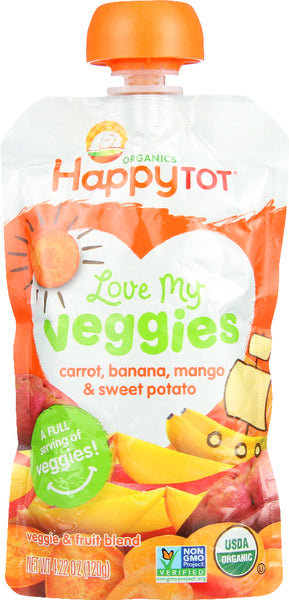 HAPPY TOT: Veggies Carrot Banana Mango Sweet Potato Organic, 4.22 oz